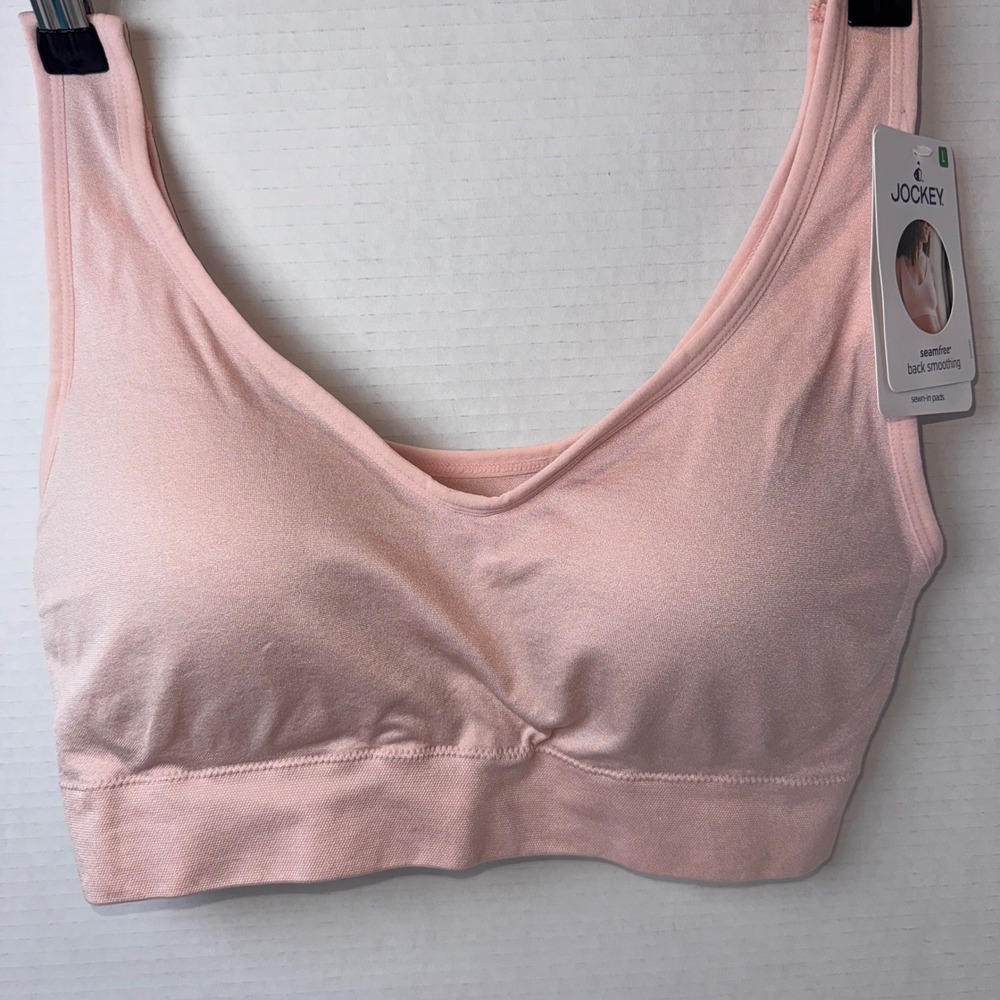 Jockey Seamfree Back Smoothing Bralette Women L Pink Microfiber Stretch Wirefree